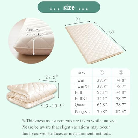 タンスのゲン Japanese Futon Mattress Floor Mattress – 3.5" Thick Shikibuton, Foldable, Made in Japan, Queen, 10156728(100484) タンスのゲン