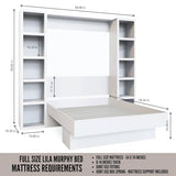 Oakland Living Easy-Lift Full Murphy Wall Bed in White with Two Bookshelves Oakland Living