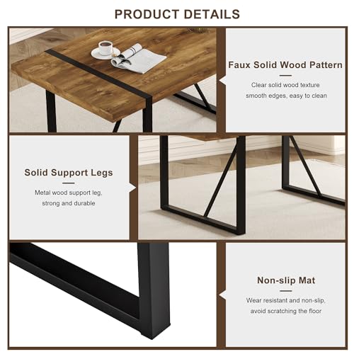 MUUOKY Dining Table Set for 8, Modern 71'' Dark Wood Dining Table and Fabric Dining Chairs Set of 8,Table and Chairs Set of 8,Ideal for Kitchen Dining Room MUUOKY