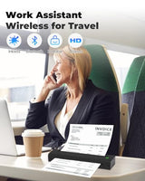 NDYIN Portable Printer Wireless for Travel, D80 Thermal Printer, Inkless Printers, Compatible with iOS, Android, Laptop, Supports 8.5" x 11" US Letter & A4 & A5 for Home Use, Office, Vehicles, Black