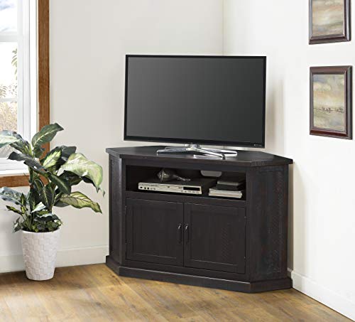 Martin Svensson Home Rustic Corner TV Stand, Espresso - WoodArtSupply