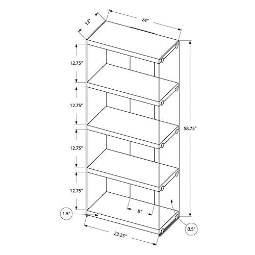 Sleek White 5-Shelf Etagere Bookcase with Tempered Glass Frame by Monarch Specialties - WoodArtSupply