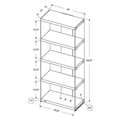 Sleek White 5-Shelf Etagere Bookcase with Tempered Glass Frame by Monarch Specialties - WoodArtSupply