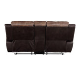 Acme Jaylen Microfiber Reclining Loveseat with Console in Toffee and Espresso Acme