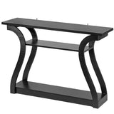 Elegant Black 3-Tier Console Table with Curved Frame for Entryway and Living Room SUPER DEAL