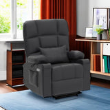 MCombo Medium Lay Flat Dual Motor Power Lift Recliner Chair Sofa with Massage and Heat for Elderly People, Infinite Position, Faux Leather 7679 (Black, Medium) MCombo