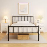 zizin Twin Size Metal Bed Frame with Headboard & Footboard 14 Inch Metal Platform Mattress Foundation Support with Steel Slat, Under Bed Storage, No Box Spring Needed zizin