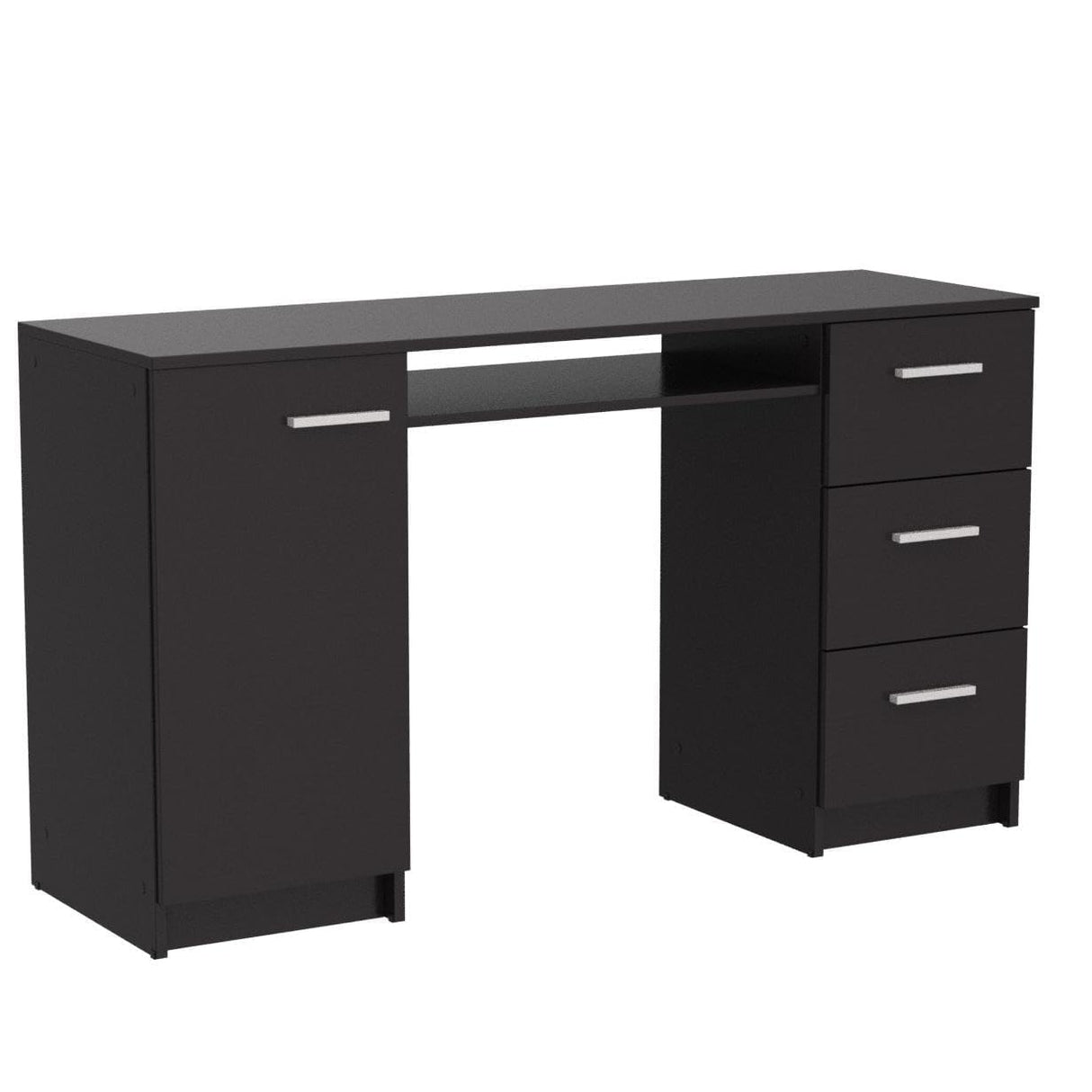 Madesa Computer Desk with 3 Drawers, 1 Door and 1 Storage Shelf, Wood Writing Home Office Workstation, Office Desk with Drawers - 30” H x 18” D x 53” W - Black Madesa