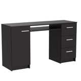 Madesa Computer Desk with 3 Drawers, 1 Door and 1 Storage Shelf, Wood Writing Home Office Workstation, Office Desk with Drawers - 30” H x 18” D x 53” W - Black Madesa