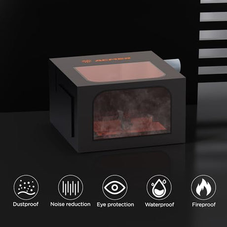 ACMER R20 Laser Engraver Enclosure, Fire-Resistant Protective Cover for Laser Engraving Machines up to 700×700×400 mm, Smoke Ventilation, Noise Reduction, Viewing Window ACMER