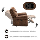 CANMOV Rocker Recliner Chair, Leather Recliner Chair with Overstuffed Backrest and Armrests, Manual Single Sofa for Living Room,Bedroom, Nut Brown