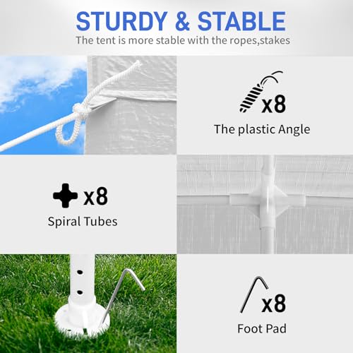 10x30 FT Party Tent, Outdoor Wedding Tents for Parties, Canopy Event Tent with 7 Removable Sidewalls, Waterproof Gazebo Shelter for Birthday Parties, Weddings, BBQs & Events (10X30FT-7Sides White) YYANDC
