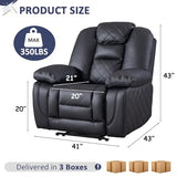 CANMOV Faux Leather Manual Recliner Chair, Single Sofa Chair with Comfortable Armrest and Backrest, Home Theater Seating for Living Room, Bedroom, Black