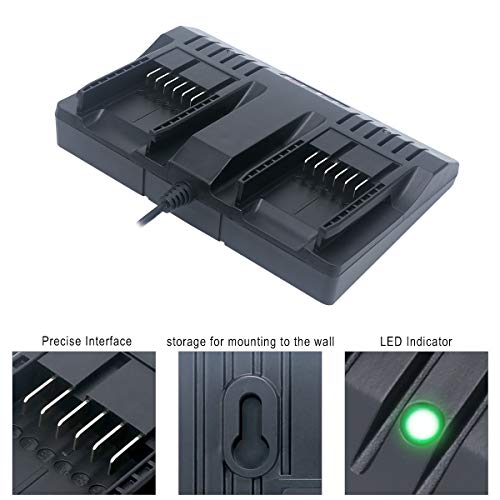 Elefly 20V Dual Port WA3875 Charger Compatible with Worx 18V/20V Lithium Battery WA3578 WA3525 WA3520 WA3575 WA3512 WA3770 WA3881 WA3742 ELEFLY