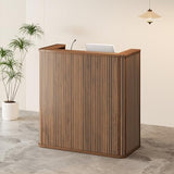 42.1 Inches Reception Desk,Fluted Round Corner Modern Reception Table,Front Counter Table,for Salons, Offices Lobbies Retail Stores and Home Offices (Walnut)
