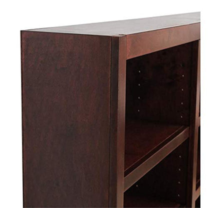 Bowery Hill 84" Traditional Triple Wide Wood Bookcase with Adjustable Shelves in Cherry Finish - WoodArtSupply