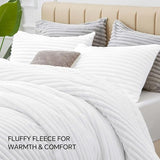 BEDELITE Fleece King Comforter Set -Super Soft & Warm Fluffy Bright White Bedding, Luxury Fuzzy Heavy Bed Set for Winter with 2 Pillow Cases BEDELITE