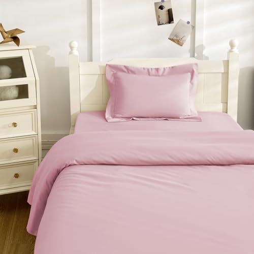 NookZuzu 3 Piece Toddler Sheet Set,Pink Basics Bed Sheet Set for Toddler,Microfiber 3-Piece Sheet Set Soft Breathable Crib Bedding Set for Kids,Includes Flat Sheet, Fitted Sheet, Pillowcase NookZuzu