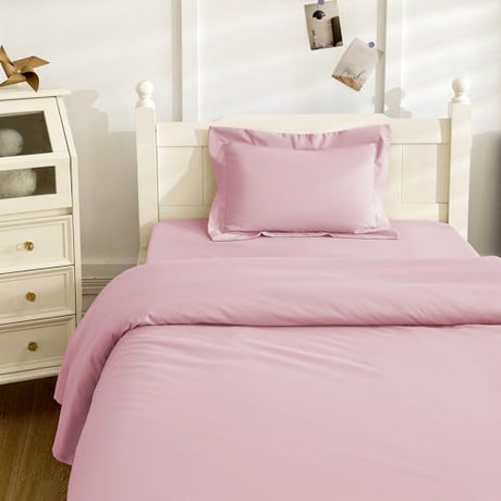 NookZuzu 3 Piece Toddler Sheet Set,Pink Basics Bed Sheet Set for Toddler,Microfiber 3-Piece Sheet Set Soft Breathable Crib Bedding Set for Kids,Includes Flat Sheet, Fitted Sheet, Pillowcase NookZuzu