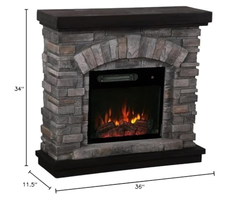 LIVILAND 36" Farmhouse Ceramic Magnesium Oxide Freestanding Electric Fireplace with 4 Flickering Flame Effect Settings, Remote and Touch Control, in Gray Finish