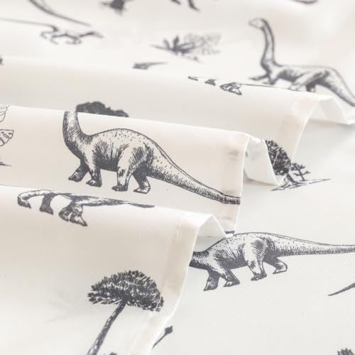 Jessrydo Full Sheet Set Kids Deep Pocket Full Sheets Soft Cute Bed Sheets 4 Pieces Full Bed Sheets Kids Boys Girls Dinosaur Pattern Printed Set with 1 Flat Sheet, 1 Fitted Sheet, 2 Pillowcases Jessrydo
