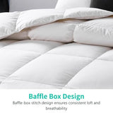 APSMILE Luxury 100% Organic Cotton All Season Down Feather Fibers Comforter Twin Size Duvet Insert, Fluffy Fill Power 34oz Medium Warmth Bed Comforter (68x90, Ivory White) APSMILE