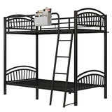 Decofy Twin Bunk Beds Twin Over Twin Industrial Bunkbeds Heavy Duty Metal Bunk Bed with Bedside Caddy, Convertible Ladder&Flat Rungs, Space Saving Bunkbed Frame for Bedroom Dorm, No Box Spring Needed Decofy