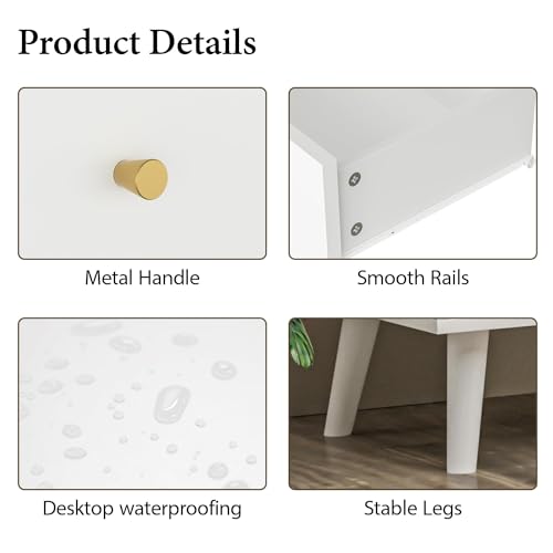 SINROM 55” White Dresser, 7 Drawer Dresser for Bedroom with Wide Drawers and Gold Knobs, Wood Dressers & Chests of Drawers SINROM