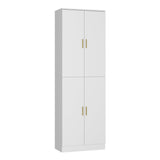 AGOTENI 6-Tier Storage Cabinet with Adjustable Shelves, Wooden Kitchen Pantry Freestanding Cupboard with 4 Doors for Living Room Kitchen Garage, White, 11.8" D x 23.2" W x 70.9" H AGOTENI