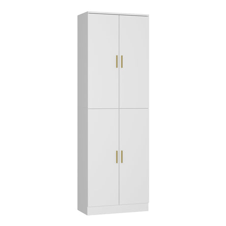 AGOTENI 6-Tier Storage Cabinet with Adjustable Shelves, Wooden Kitchen Pantry Freestanding Cupboard with 4 Doors for Living Room Kitchen Garage, White, 11.8" D x 23.2" W x 70.9" H AGOTENI