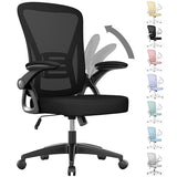 naspaluro Ergonomic Office Chair, Mid Back Desk Chairs with Adjustable Height, Swivel Chair with Flip-Up Arms and Lumbar Support, Breathable Mesh Computer Chair for Home/Study/Working, Dark Black naspaluro