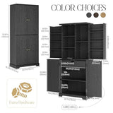 71" Tall Fluted Kitchen Pantry Cabinet, Modern Fluted Pantry Cabinet with Doors, Kitchen Pantrys Storage Cabinets with Drawer and Adjustable Shelves Doors for Dining Room, Living Room, Bathroom Black Generic