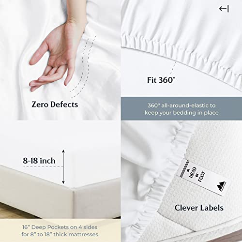 Mayfair Linen Twin Sheet Sets Cotton - 500 Thread Count 100% Cotton Twin Sheets, 3 PC (White), Luxury Soft, Breathable, Cooling, Extra Large 16" Deep Pocket Sateen Weave Bedsheet Set for Dorm Rooms Mayfair Linen