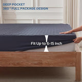 BEDLORE 2 Pack Waterproof Mattress Protector, Full Size Pad with Deep Pocket 6"-15" Depth, Soft Breathable Dirt Proof Single Bed Mattress Cover for Bedroom, Dorm Room (Navy Blue) BEDLORE