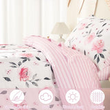 PHF 4 Piece Toddler Bedding Set, Ultra Soft Toddler Comforter Sets Include Comforter, Fitted Sheet, Flat Top Sheet and Pillowcase for Girls, Floral Bed in A Bag for Baby Bedroom, Floral PHF