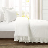 Lush Decor Reyna Ruffle Cotton Duvet Cover Set 2 Piece Set Twin XL, White - Cute Teen Bedding Set - White Duvet - Ruffled Bedding - Coquette Dorm Decor Lush Decor