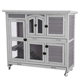 Aivituvin Bunny Cage Rabbit Hutch Indoor Rabbit Cage with Wheels Outdoor Rabbit House with Two Plastic Tray, Foldable Door (Gery) Aivituvin