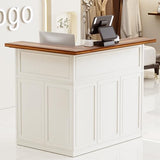 OUTGUAVA Reception Desk with Counter, Modern L Shaped Reception Desk with Storage Shelves, 52” Retail Counter for Checkout, Lobby, Office, Salon, White OUTGUAVA