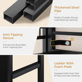 ADORNEVE Bunk Bed Twin Over Twin Size with 8 Storage Drawers, Twin Bunk Beds with Led Lights & Storage Shelves, Metal Loft Bed with 13.4" H Safety Guardrail & Ladder, for Kids & Teens, Black ADORNEVE