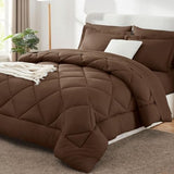 CozyLux Queen Comforter Set Brown - Bed in a Bag Queen Size 7 Pieces, Luxury Soft Bed Set for All Seasons, Bedding Set with Down Alternative Comforter, Sheets, Pillowcases & Shams CozyLux