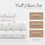 Linen Market Double-Brushed Patterned Microfiber Full Sheet Set 4 Piece – Oeko-TEX Certified Ultra Soft & Wrinkle-Free - 16" Deep Pocket Sheets - Easy Care Full Size - Soft Floral Pink Linen Market