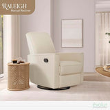 Evolur Raleigh Upholstered Plush Seating Nursery Glider 360-degree, Swivel Rocker Recliner, Multi Recline Positions, Greenguard Gold & JPMA Certified, Stain Resistant, Tool-Free Assembly, Shell Evolur