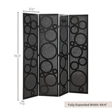Roundhill Furniture Tavari 4-Panel Room Divider, Decorative Folding Freestanding Privacy Screen, Black Roundhill Furniture