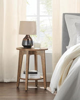 VASAGLE MAEZO Collection - Side Table, 2-Tier Small Round End Table, Nightstand with Tapered Legs, Curved Transitions, for Small Spaces, Living Room, Bedroom, Rustic Walnut ULET283T41 VASAGLE