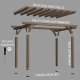 Backyard Discovery Somerville 14 x 10 All Cedar Pergola, Durable, Quality Supported Structure, Snow and Wind Supported, Rot Resistant, Electrical Outlet with USB, Deck, Garden, Patio Backyard Discovery