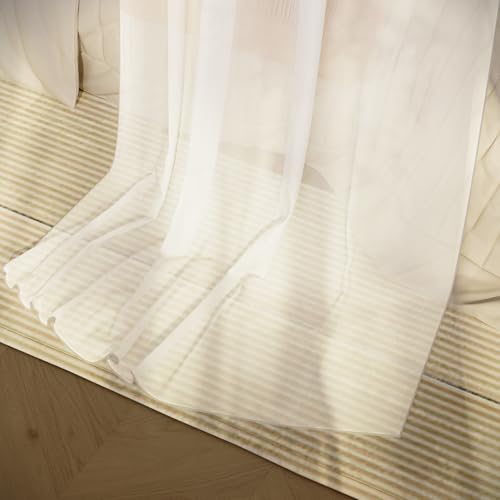 lazyzzz White Canopy Bed Curtains with Light Princess Bed Canopy Scarf for Full/Queen Metal Bed Frame,Wood Frame Bed-2 Panel Sheer Curtain lazyzzz