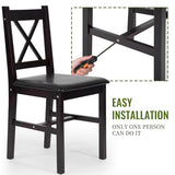 FDW | 3-Piece Solid Wood Dining Table | Dark Brown | Pine Kitchen Table with Upholstered Chairs | Space-Saving Design | Smooth Easy-to-Clean Surface | for Dining Room, Apartment, Restaurant FDW