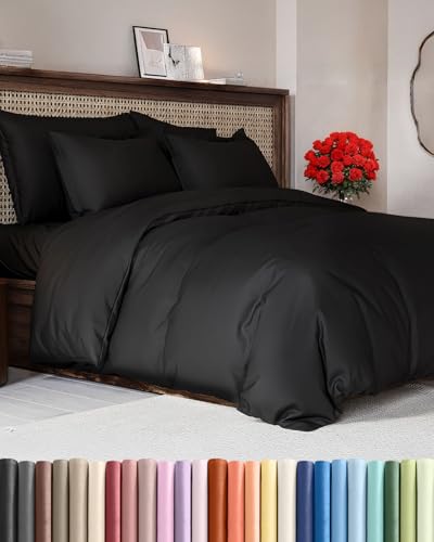 Black Duvet Cover King Size - Extra Soft King Size Duvet Cover - Lightweight, Comfy, Cozy & Breathable - Easy Care & Fade Free with Zipper Closures & Ties - 104" x 90" Inches - Comforter Not Included CGK Unlimited