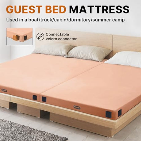 GAIALOOP Floor Memory Foam Car Camping Bed Glamping Roll Up Futon Mattress, Japanese Floor Sleeping Mat Camp Cot Mattress Pad Travel Guest Side Sleepers [Twin: 75 * 38 * 3''] Gaialoop
