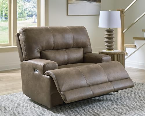 Signature Design by Ashley Bealeaf Contemporary Power Rocker Recliner with USB Ports, Dark Brown